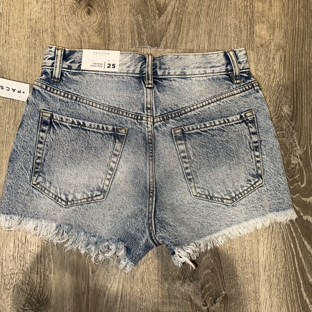 PacSun Light Blue Frayed Hem Jean Shorts